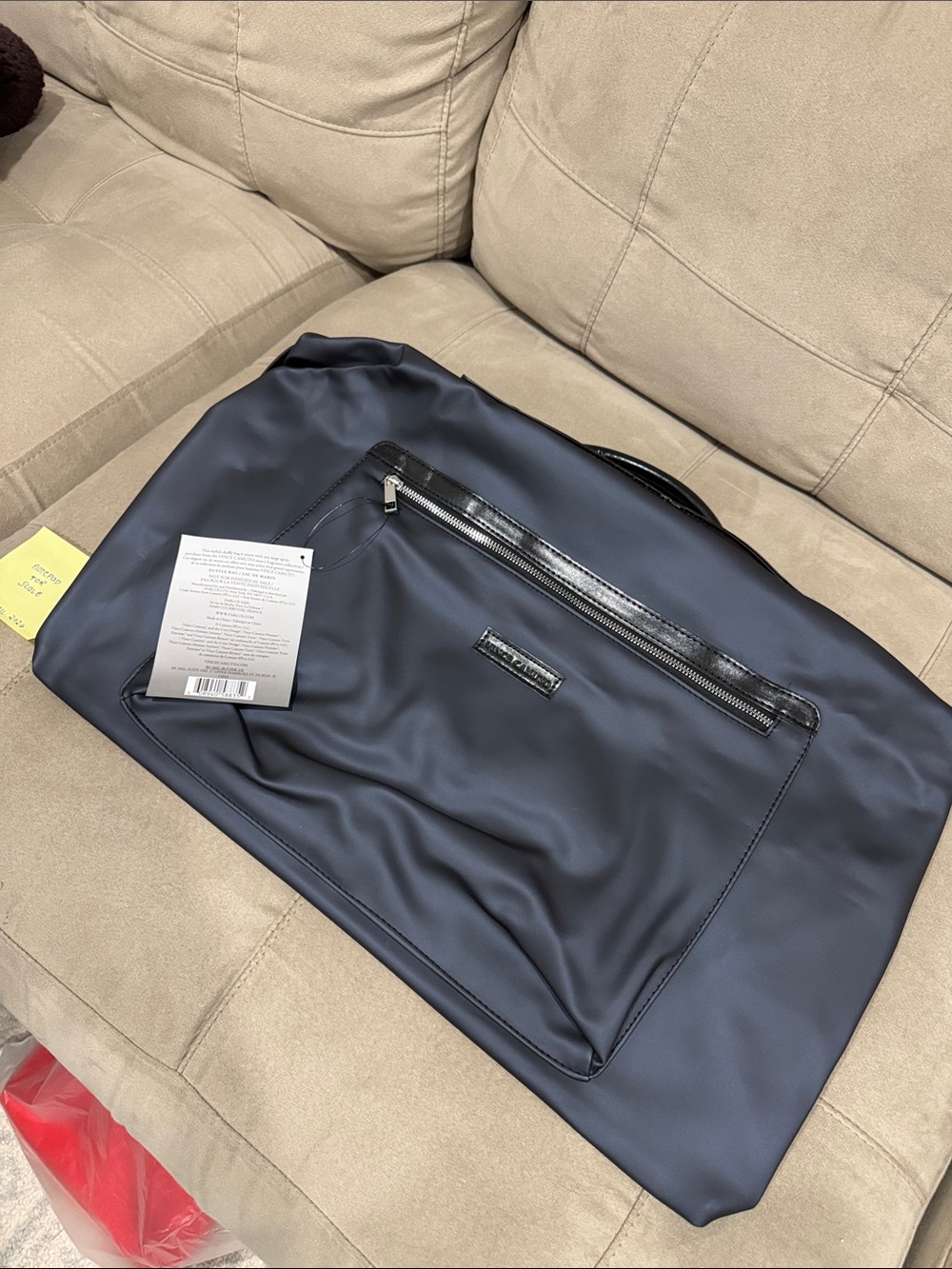 Vince Camuto Navy Travel Duffle with Front Zip Pocket